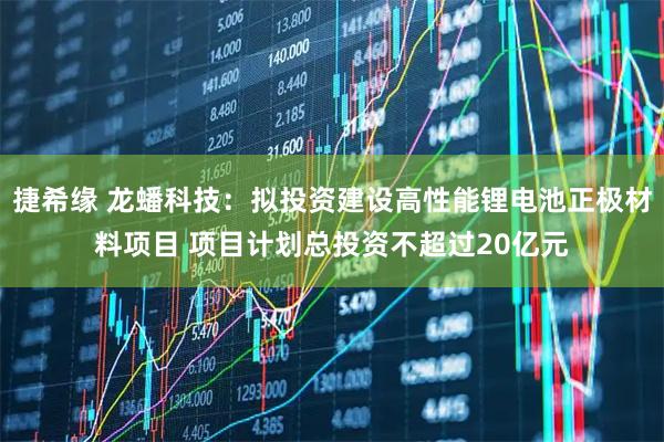 捷希缘 龙蟠科技：拟投资建设高性能锂电池正极材料项目 项目计划总投资不超过20亿元